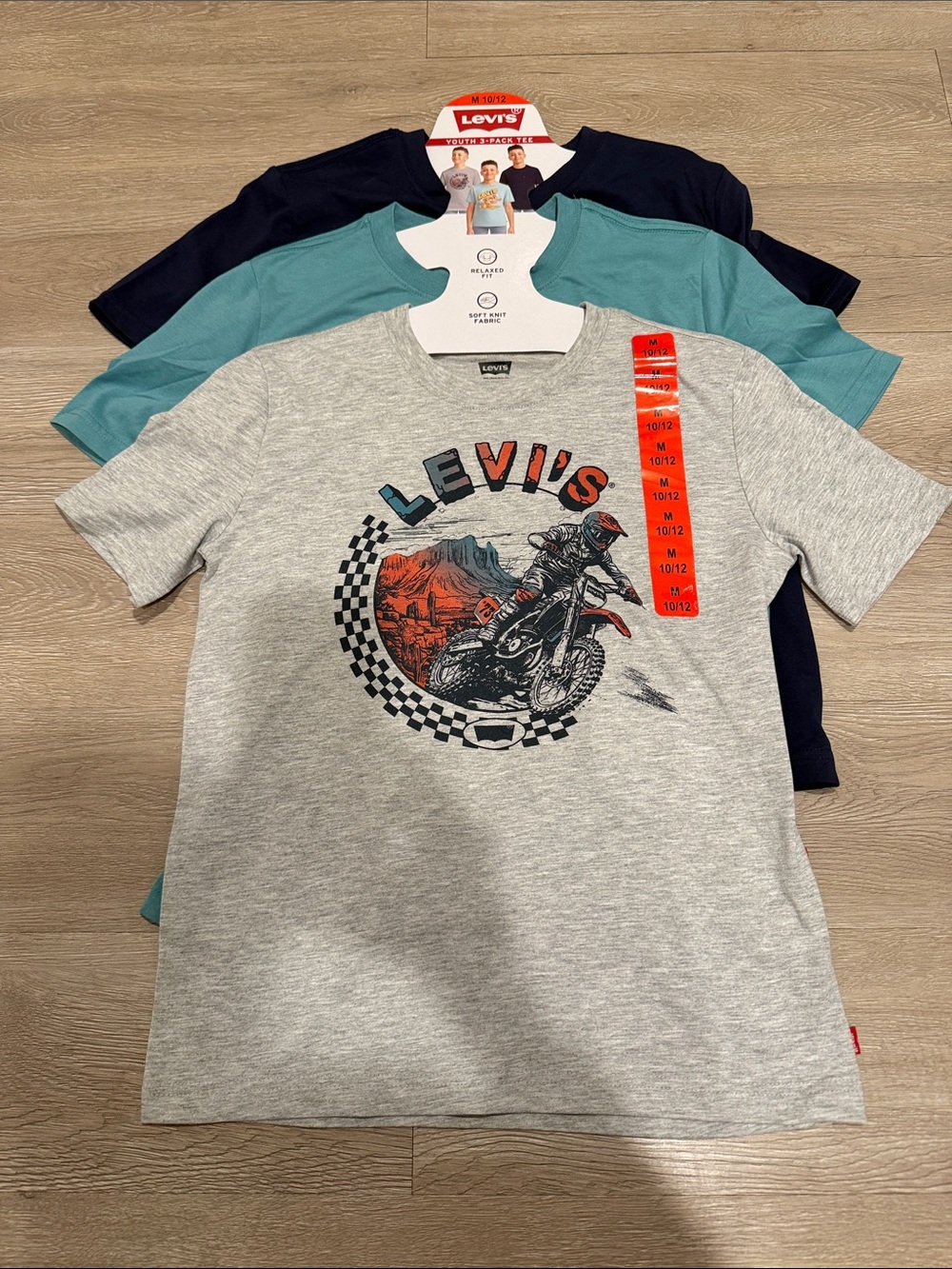Levi's Bundle Boys size Medium (10/12) Gray, Blue & Teal Pack Tee short sleeve